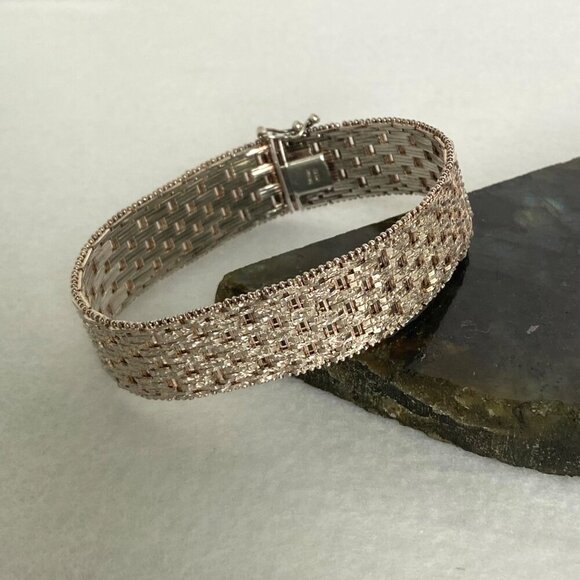 Italian Milor Sterling Silver 925 Heavy 16mm Wide Woven Riccio Bracelet 7.25" - Picture 4 of 16